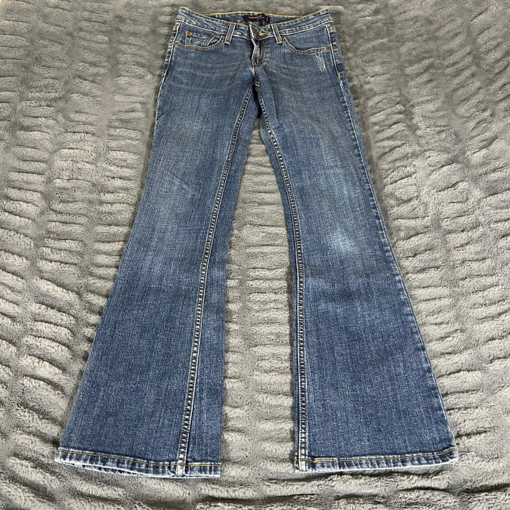 Levis 518 Superlow Jeans Womens 1M Blue Medium Wash Low Rise Bootcut Flare Y2K